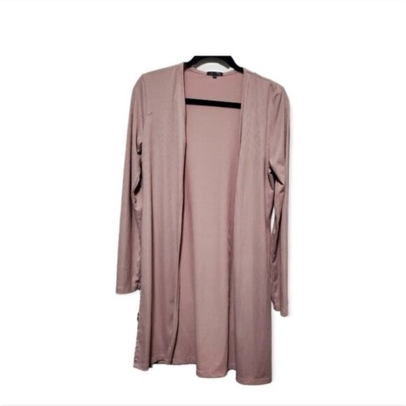 Lilac pink ribbed long sleeve cardigan - Picture 1 of 8
